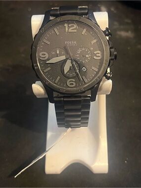 Fossil Nate Chronograph Black Matte Stainless Steel Men's Watch JR1401